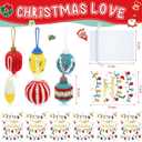 12 Sets Christmas Crochet Ornaments for Tree Decor, Totally Handmade Knitted Christmas Bulb Ball Ornament with Positive Cards and Bags for Xmas Stocking Stuffers and Office Coworker Gifts