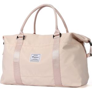 HYC00 Travel Duffel Bag, Carry-on Overnight Weekender Overnight Bags for Women, Sports Tote Gym Bag with Wet Pocket (Beige)