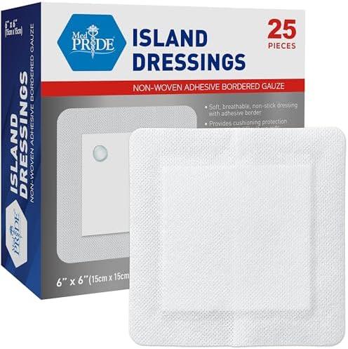 MED PRIDE Adhesive Gauze Pads 6x6, 25 Sterile Individually Packed Nonstick Breathable Bandages for Wounds, Highly Absorbent, Latex Free (6'' x 6'' AB4339) EXP 2029/08/14 2 Packs 50 Counts