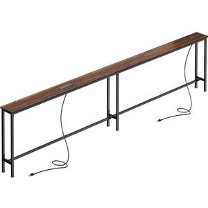 SUPERJARE 102 Inch Sofa Table with 2 Power Outlets and USB-C Ports, 5.9"D x 102.3"W x 29.7"H