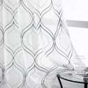 VISIONTEX White Sheer Curtains 84 Inches Long 2 Panels, Light Filtering Grey Moroccan Trellis Embroidered Semi Sheer Voile Drapes, Rod Pocket Textured Window Curtain for Bedroom Living Room 54W x 84L