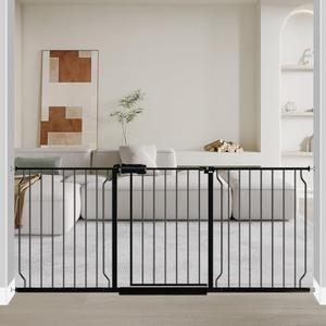 Fairy Baby Extra Wide Baby Gate Black 67-71.5 Inch Wide, Walk Through Pressure Mounted No Drill for Doorways, Long and Large Tension Gate for Pet and Kids