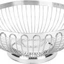 Countertop Fruit Basket, 10 inch Stainless Steel Metal Wire Fruit Fruit Bowl, Decorative Centerpiece Kitchen Storage Organizer for Fruits, Vegetables, Snacks, Bread, Kitchen Gadgets (XL)