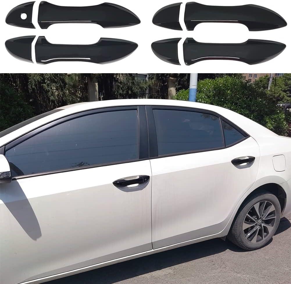 AOKIO Car Door Handle Cover Compatible with 2014 2015 2016 2017 2018 Toyota Corolla Accessories (Glossy Black Without Smart Keyhole)