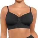 FeelinGirl Bralettes for Women No Underwire Supportive Full Coverage Basic Comfort Bra Black X-Large