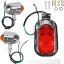 Chrome Tombstone Tail Light Rear Brake Light with Amber Turn Signals replacement for Harley Davidson Softail Chopper FLSTN Deluxe & FLSTSC Springer Classic Cruiser Custom Motorcycles