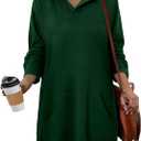 StunShow Women Oversized Sweatshirt Pullover Casual Split Hem Long Hoodie Dress with Kangaroo Pocket 2025 Fall (Green, L)