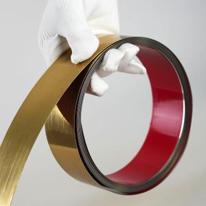 Hungbak Peel and Stick Metal Trim, Flexible Stainless Steel Molding for Wall, Fireplace, Mirror Frame, Craft and Home Decoration (Shiny Gold, 12m x 5cm)