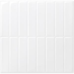 Pure White Peel and Stick Backsplash,10 Pcs 12''x12'',Glossy White Peel and Stick Tiles Stickers Vinyl Backsplash Kitchen Bathroom,Waterproof,Removable