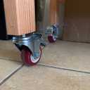 Heavy Duty Stem Caster Wheels Double Bearing PU Castors No Noise Swivel Casters M8-1.25x25mm 4 Packs with Dual Locking (4 Inch,With Brake)