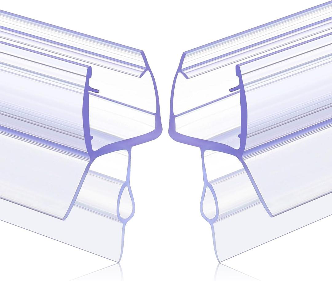 2 Pcs Glass Shower Door Seal Strip with Drip Rail for 3/8"(10mm) Glass Shower Door Bottom Seal, Length 27.5"/0.7m, Frameless Glass Door Sweep Stop Shower Leaking 2 Pcs Glass Shower Door Seal Strip with Drip Rail for 3/8"(10mm) Glass Shower Door Bottom Seal, Length 27.5"/0.7m, Frameless Glass Door Sweep Stop Shower Leaking