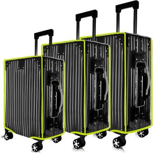 3 Pcs Thicken Clear Luggage Cover Protector, 20" 24" 28" Clear Luggage Covers for Suitcase Waterproof Dustproof Anti-scratch Travel Suitcase Covers Case for Wheeled Luggage