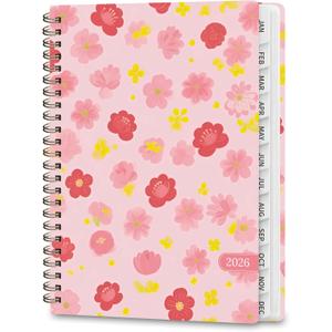 2 x 2026 Planner, Weekly and Monthly Calendar Planner Book, Jan 2026 - Dec 2026, Planning Agenda for Desk Accessories and School Supplies - A5 (6.3'' x 8.5'') (Red Flower)