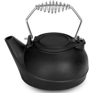 Gtongoko Wood Stove Steamer 3 Quart Cast Iron Humidifier Kettle for Wood Stove, Fireplace Steamer Humidifier with Wide Mouth, Cool-Touch Handle, Home Indoor Decorative Black