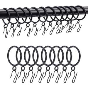Curtain Rings with Hooks Rustproof Metal Drapery Rings with Eyelets and Pinch Pleat Curtain Hooks for Window Door Shower Curtain 1.25 Inch Inner Diameter 24 Pack Black TXZWJZ