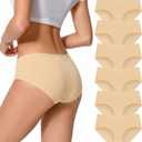 Cotton Underwear Womens Full Coverage Hipster Panties Soft Low Rise Breathable Ladies Briefs Multipack (Beige)