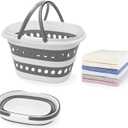 Compact Collapsible Laundry Basket, Small Size Pop-Up Hamper Perfect for Bedroom Side,Bathroom,Travel, Not for Large Families, Foldable with Handle, Measures 16 x 12.5 x 9.5 In, (Gray)