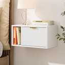 Masupu Floating Nightstand, Wall Mounted Floating Bedside Table with Storage Drawer and Open Shelf, Modern Bedroom Nightstand, 19.3" x 11.4" x 10", White
