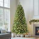 SHareconn 6ft Prelit Premium Artificial Hinged Classic Spruce Christmas Tree with Pre-lit 250 Warm White Lights, 900 Branch Tips and Foldable Stand, Perfect Choice for Xmas Decoration, 6 FT, Green