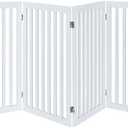 unipaws 36”H Free Standing Pet Gate for Dog Cat, Tall Wooden Dog Gates for Doorway, Stairs, Foldable Pet Fence for The House, Expandable Barrier, Indoor Use, White