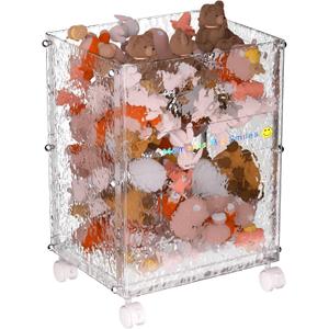 Stuffed Animal Storage, Rolling Toy Organizer Bin with Wheels, Large Clear Shatterproof Cart for Kids Playroom Nursery Bedroom, Slim Tall Design Fits Plush Toys Sports Gear, Glacier