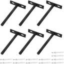 Antrader 5 Inch Solid Steel Floating Shelf Brackets,Blind Shelf Supports (Large) Hidden Floating Wall Shelf Support Bracket for Floating Wood Shelves, Matte Black,6Pcs