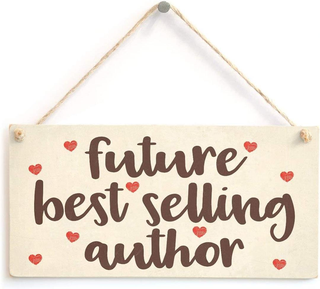 Meijiafei Future Author - Aspiring Writer Author Novelist Love Heart Design Book Lover Gift Sign 10" X 5"
