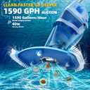 Cordless Pool Vacuum, 1950 GPH Powerful Suction, Handheld Pool Cleaner with Telescopic Pole, 60 Min Runtime, 2L Large Capacity, Rechargeable for Above Ground & Inground Pools, Spas & Hot Tubs