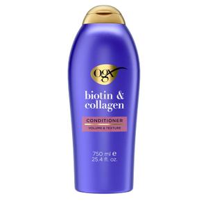 Pack Of 2 OGX Thick & Full + Biotin & Collagen Volumizing Conditioner, Nutrient-Infused Conditioner + Vitamin B7 Biotin Gives Hair Volume & Body for 72+ Hours, Sulfate-Free Surfactants, 25.4 Fl. Oz