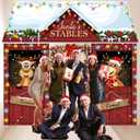 3 Pcs 10 x 3 ft Christmas Elk House Decoration Large Xmas Elk Door Covers Backdrop Christmas Garage Door Banner for Xmas Holiday Background