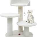 Majestic Pet 27 Inch Small Cat Tree - Cat Tower with Scratching Post for Small & Medium Cats - Cream Sherpa