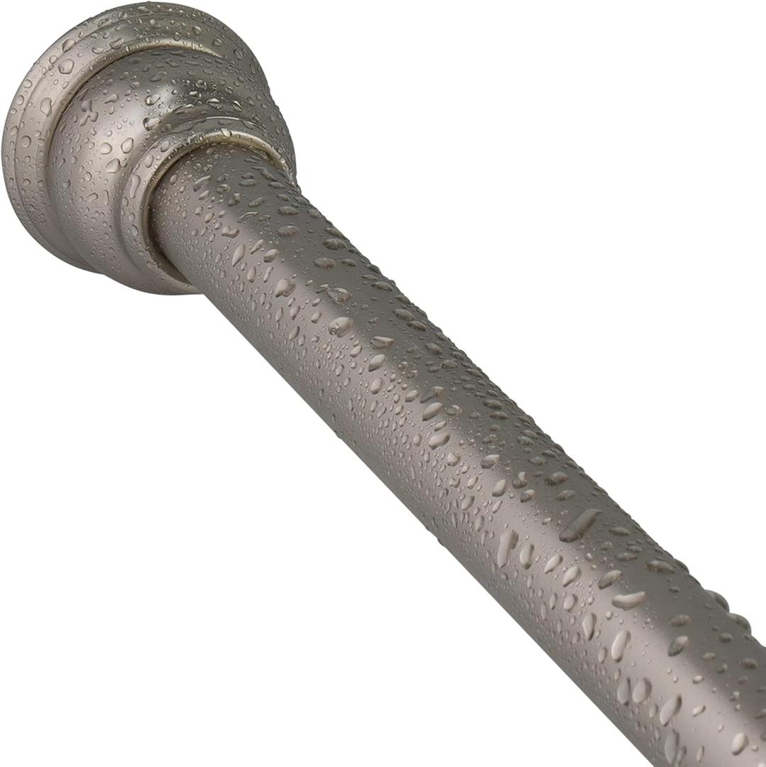 Splash Home Pawn Shower Curtain Rod, Adjustable 42" to 72" Inch Non-Slip, Never Rust Spring Tension Curtain Rod, No-Drilling for Bathroom Curtains, Satin Nickel