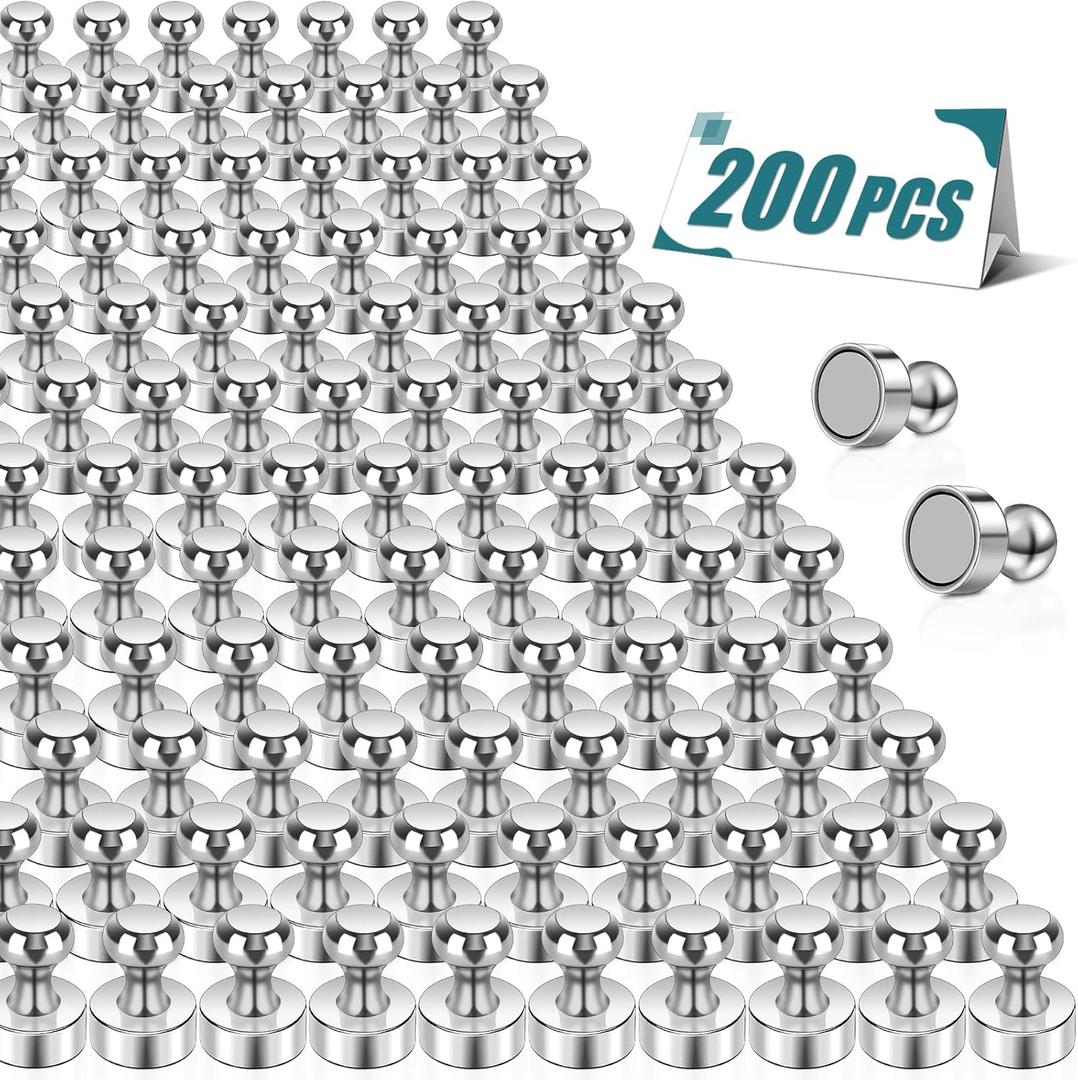 MAGXCENE 200 Pcs Neodymium Fridge Magnets, Strong Magnets for Whiteboard, Push Pin Magnets, Refrigerator Magnets Small Strong Neodymium Magnet for Office, Kitchen, Adults, Home