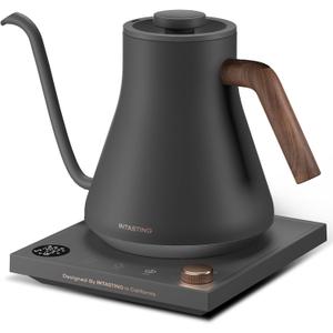 Electric Kettles, Gooseneck Electric Kettle, 1 Temperature Control, Stainless Steel Inner, Quick Heating, for Pour Over Coffee, Brew Tea, Boil Hot Water, 0.9L Dark Grey
