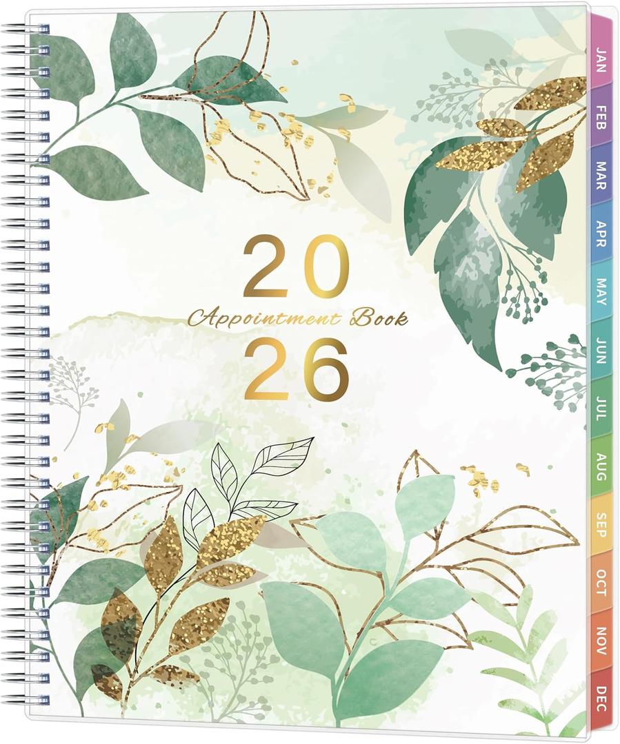 3 x 2026 Appointment Book, 30 Minutes-Hourly, Weekly  Monthly Calendar Planner 2026, Jan 2026 - Dec 2026, 8.5'' x 11'', 2026 Daily Planner with Tabs Pocket, Flexible Cover, Great for Office, Home, School (Gold)