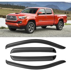 Window Rain Guards for 2016-2023 Toyota Tacoma Double/Crew Cab, Window Visor Guard Vent Wind Shade Deflector Rain Shield Protector Sun Visor for 16-23 Tacoma, Outside-Mount, 4 Pieces