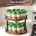 Spice Rack Lazy Susan Organizer for Cabinet, Rotating Spice Organization 2 Tier Adjustable Lazy Susan Turntable Spice Cabinet Organizer for Kitchen Countertop & Pantry, Wood 10 Inch Seasoning Storage