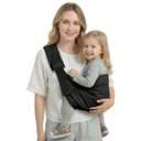 MISSWISDOM Baby Sling Carrier, Toddler Carrier Sling with Double Safety Buckle and Adjustable Shoulder Strap(7-30lbs), Baby Carriers One Size Fits All, Black