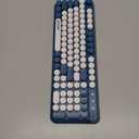 Wireless Keyboard and Mouse,Cute Retro Typewriter Computer Keyboard and Mouse Sets,Full SIze 2.4G Cordless Colorful Round Keycaps Keyboard with Silent Mouse for PC Window Laptop Home OfficeWhite Blue