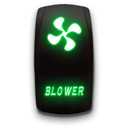 Blower - Green - Laser Etched Toggle Switch 20A 12V - Vertical Rocker Switch 5-Pin DPST