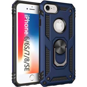 Korecase for iPhone 6 6s iPhone 7 and iPhone 8 Case, Extreme Protection Military Armor Dual Layer Protective Cover with 360 Degree Unbreakable Swivel Ring Kickstand for iPhone 6 6s and iPhone 7 8 Blue