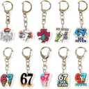 TOTEVOL Six Seven Keychain 10PCS Set - Funny 6 7 Acrylic Keychain & Viral Meme Gifts | Bulk Six Seven Party Favors for Events, Bag Charms & Unique Gifts