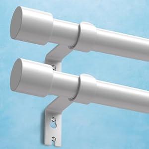 IFELS 2 Pack Heavy Duty Curtain Rods for Windows 72 to 144 Inch, 1 Inch White Curtain Rods Set of 2 Pack for Outdoor, Farmhouse, Bedroom, Adjustable Easy Install Curtain Rods (A2, White, 30"-150"-2Pack)