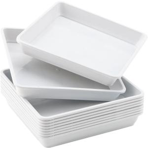 JOIKIT 10 PCS 10 x 10 Inch Square Plant Saucer, Plastic Plant Saucer Drip Tray, Square Flower Pot Tray for Indoors and Outdoor Plant Pots, 1.38 Inch Deep, White