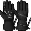 MORXPLOR Winter Ski Snow Gloves Men Women,Windproof Touchscreen Snowboard 3M Thinsulate Insulated Warm Winter Snowmobile Gloves (Black)