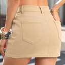 ELLEVEN Denim Mini Skirt for Women, Jean Skirt with Shorts Underneath (L)