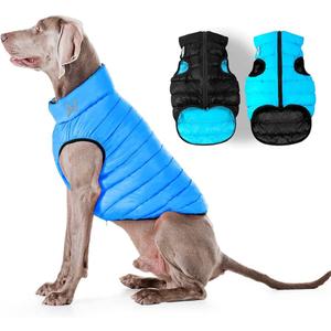 AiryVest Lightweight Reversible Winter Dog Coat - Warm Jacket - Water Resistant Windproof - Small to Large Dogs - Comfortable Vest - XL - Black Blue