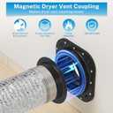 Hon&Guan Magnetic Dryer Vent Coupling Connector Kit DV180 Upgraded Inner Ring Design, 6-Ply 4" x 3ft Aluminum Foil Dryer Vent Hose for Tight Space, 2 Clamps (Black)