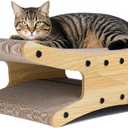 Reversible Cat Scratcher Bed, Large Scratching Board for Indoor Cats - Cardboard Pad & Durable Cat Scratcher Lounge Hammock Furniture, Natural Wood Color