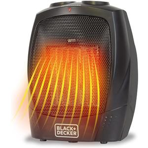 BLACK+DECKER Personal Ceramic Heater, Space Heater for Office Desk, Home Office & Personal Use Desk, 2 Heat & Fan Only Settings, Adjustable Thermostat, BHDC201, Black
